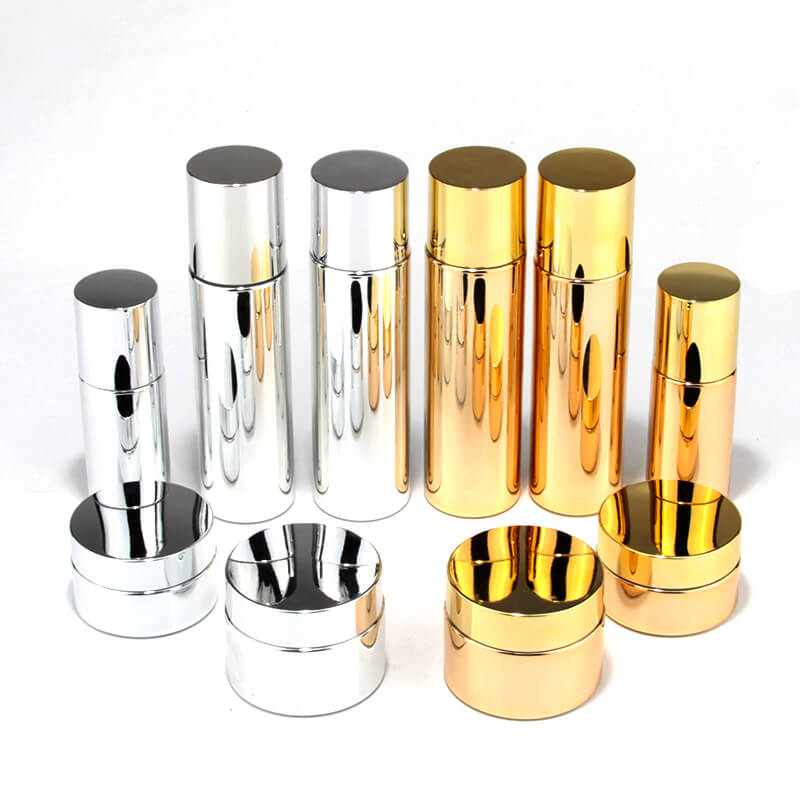 Metallic electroplated glass bottles jars with pump spray lid