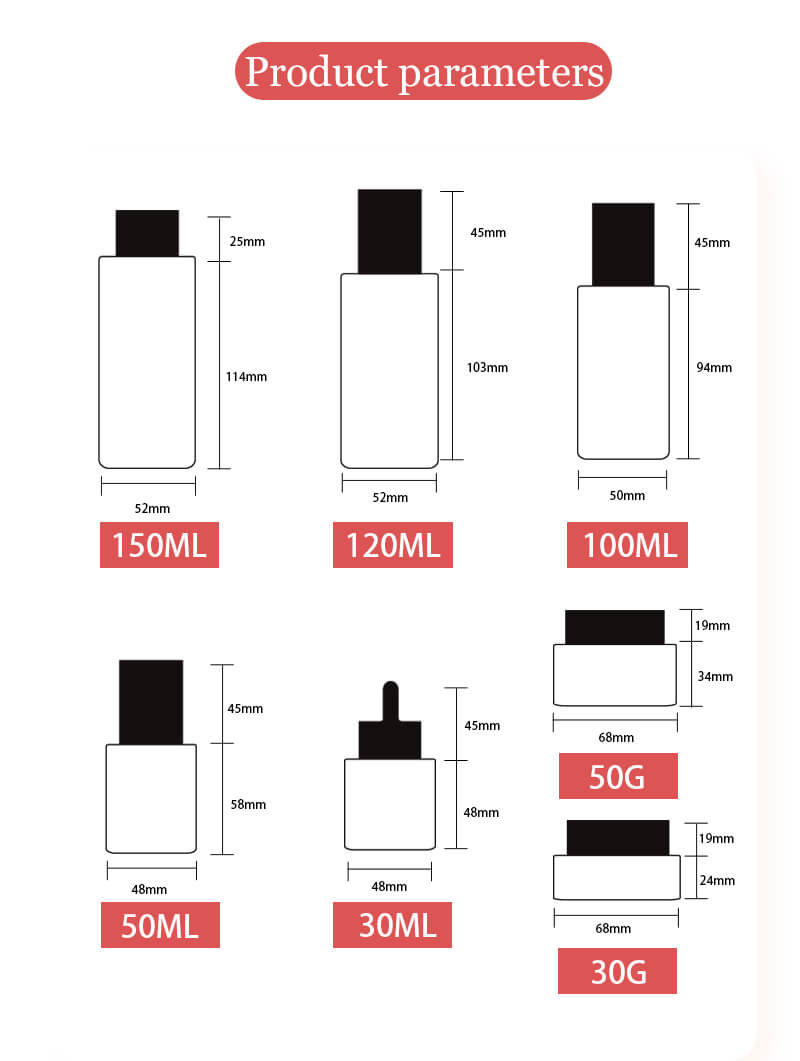 Стеклянная бутылка для ухода за кожей различной емкости и упаковка для банок