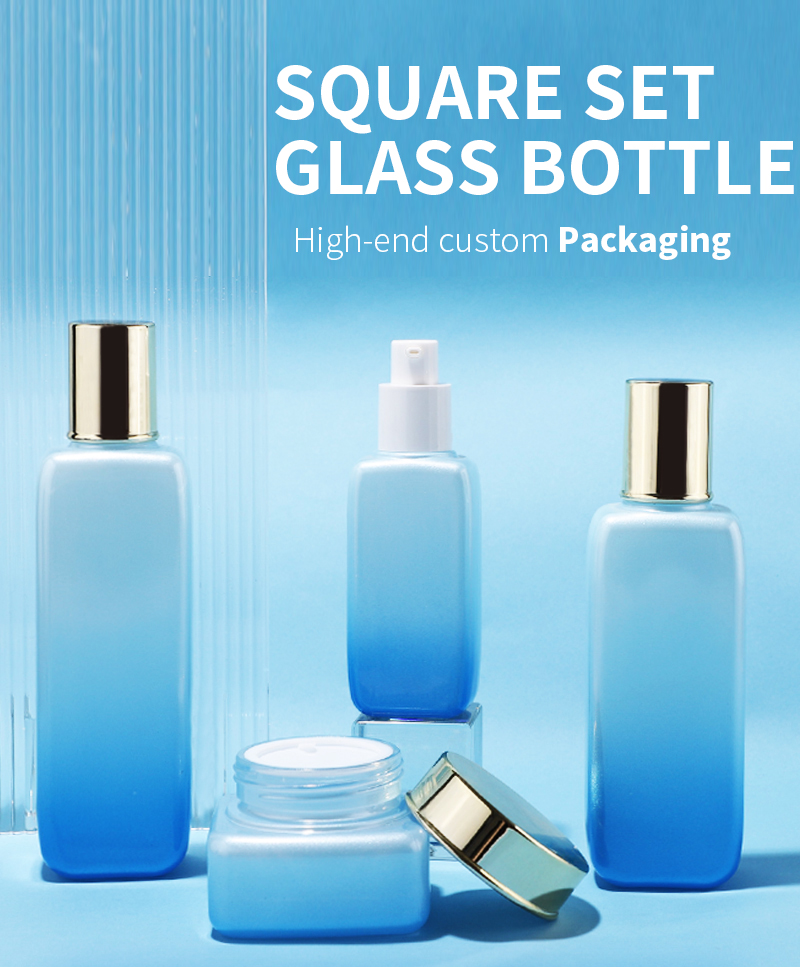 Набор квадратных косметических стеклянных бутылок