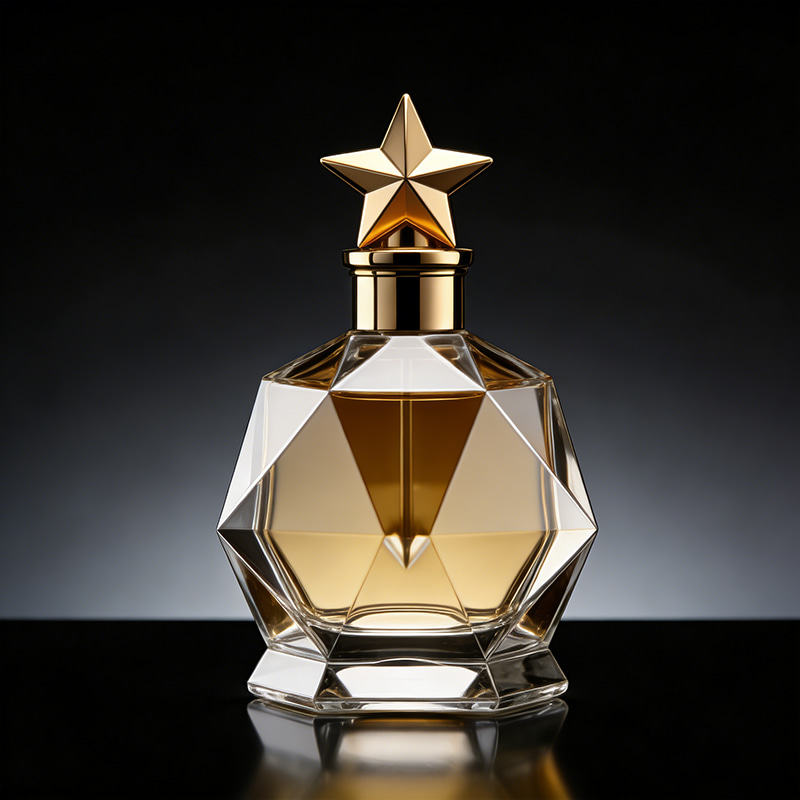 Gold Cap Perfume Glass Bottle