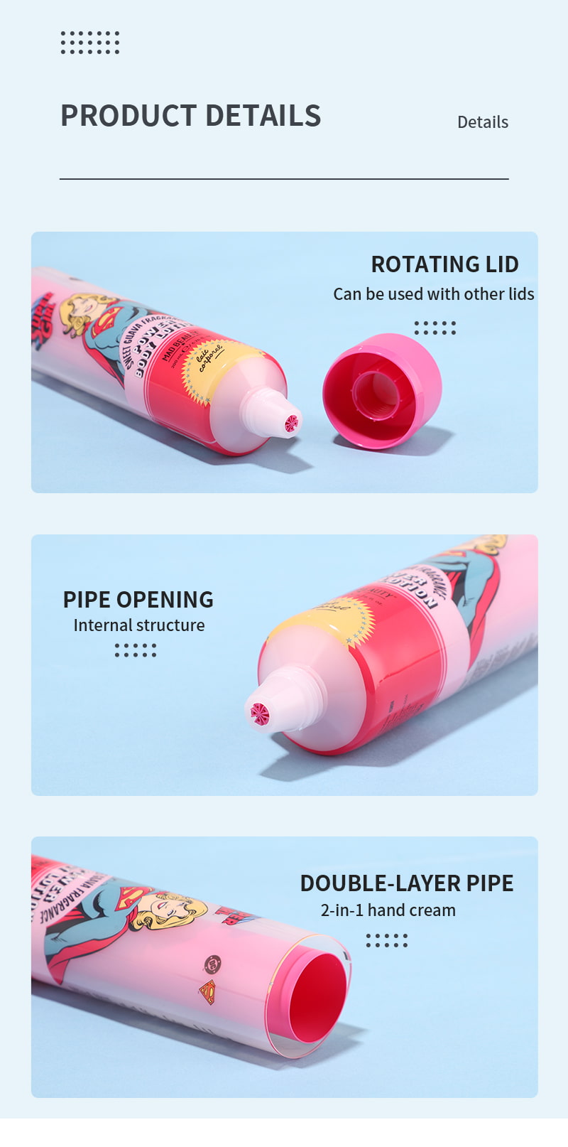 pink double layer cosmetic tube