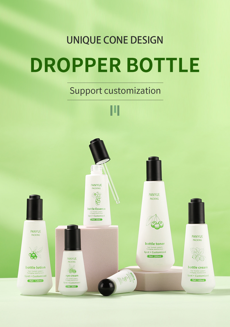 Unique Cone Shape Glass Skincare Bottle Set
