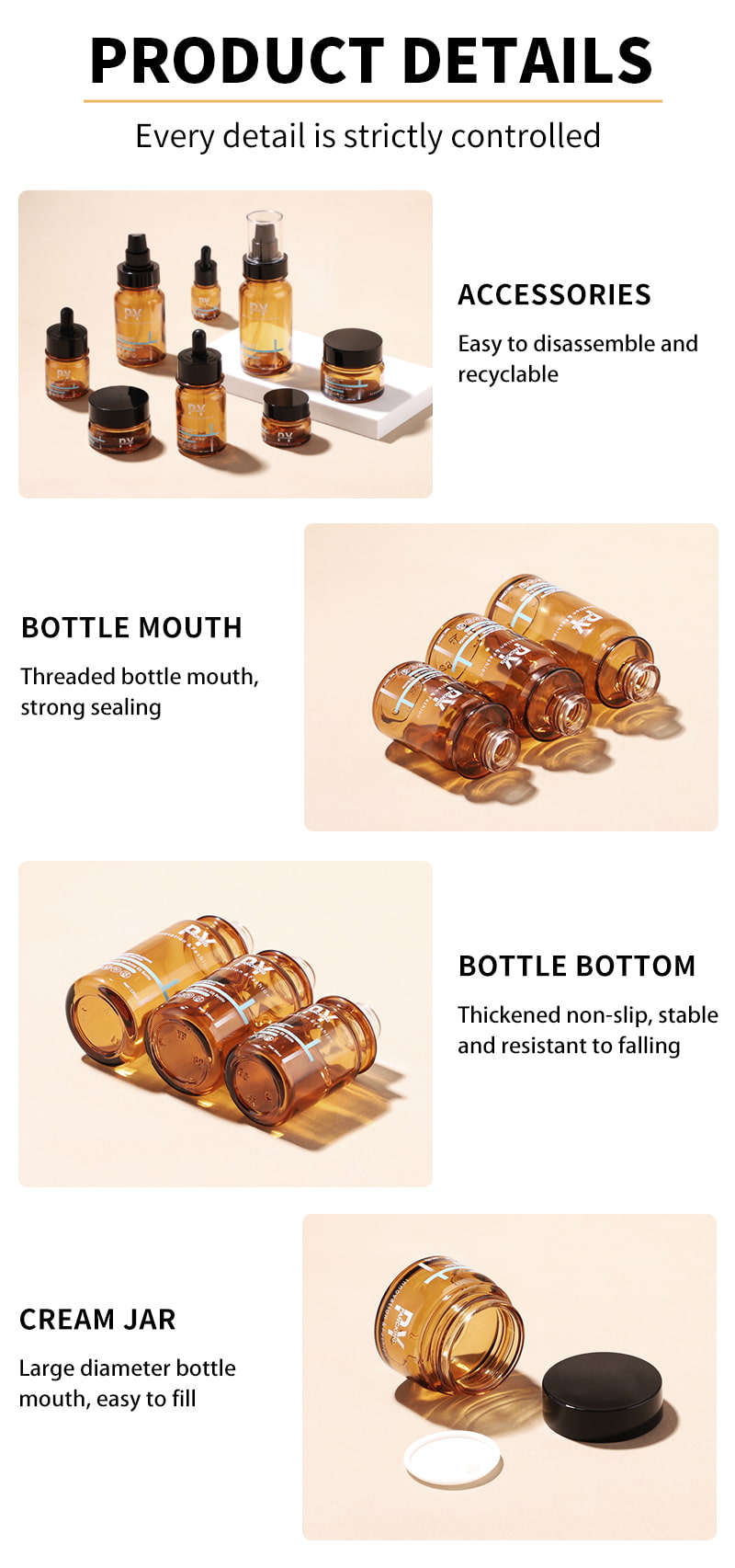 custom logo glass cosmetic container