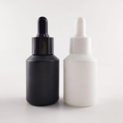 Упаковка для сывороточного масла премиум-класса, матовый черный белый 1 унция 30 мл стеклянные флаконы-капельницы