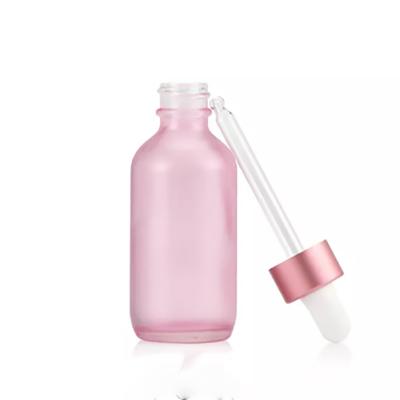 Оптовая стеклянная бутылка-капельница с эфирным маслом розового цвета
