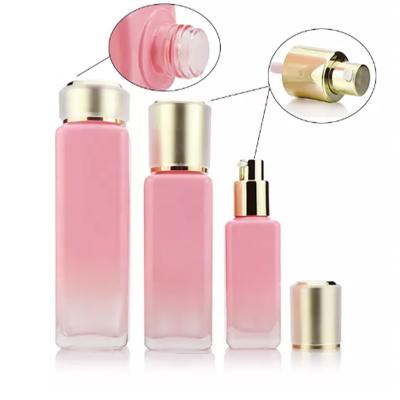 30-150 мл OEM роскошная розовая косметика в стеклянной бутылке для упаковки лосьона для крема для лица